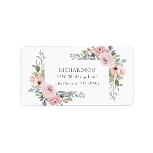 Subtle Watercolor Roses  Floral Wedding Label