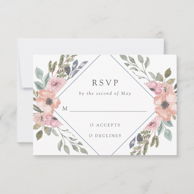 Subtle Watercolor Roses | Wedding RSVP Card (Front)