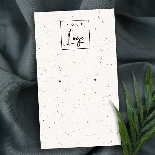 Subtle White Ceramic Texture Earring Logo Display Business Card