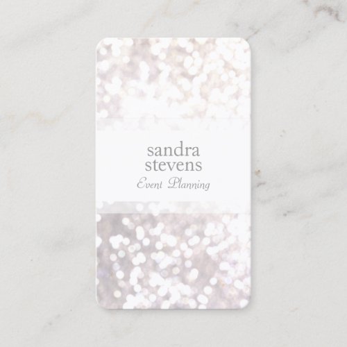 Subtle White Glitter Bokeh Elegant Chic Business Card