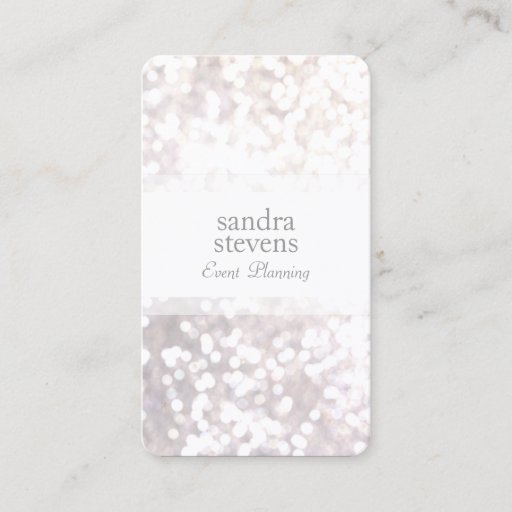 Customizable Subtle White Glitter Bokeh Elegant Chic Business Card
