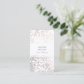 Subtle White Glitter Bokeh Elegant Chic Business Card (Standing Front)
