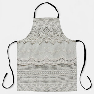 Subtle white lace, textile close-up. apron