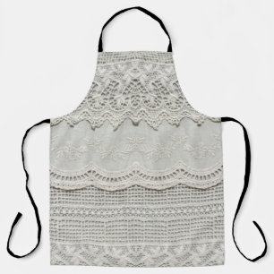 Subtle white lace, textile close-up. apron