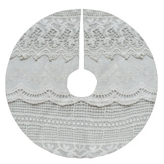 Subtle white lace, textile close-up. brushed polyester tree skirt