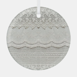 Subtle white lace, textile close-up. glass ornament