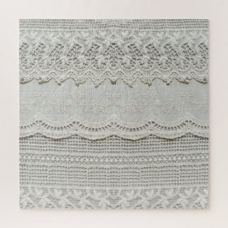 Subtle white lace, textile close-up. jigsaw puzzle
