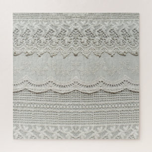 Subtle white lace, textile close-up. jigsaw puzzle