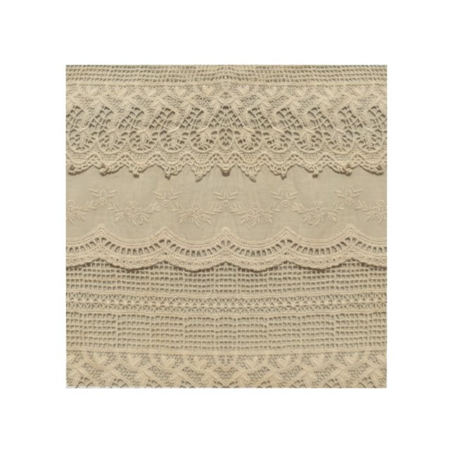 Subtle white lace, textile close-up. wood wall art (Front)