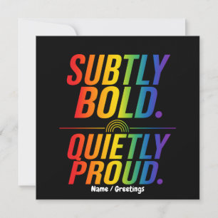 Subtly Bold Quietly Proud Rainbow Typography Minim Invitation
