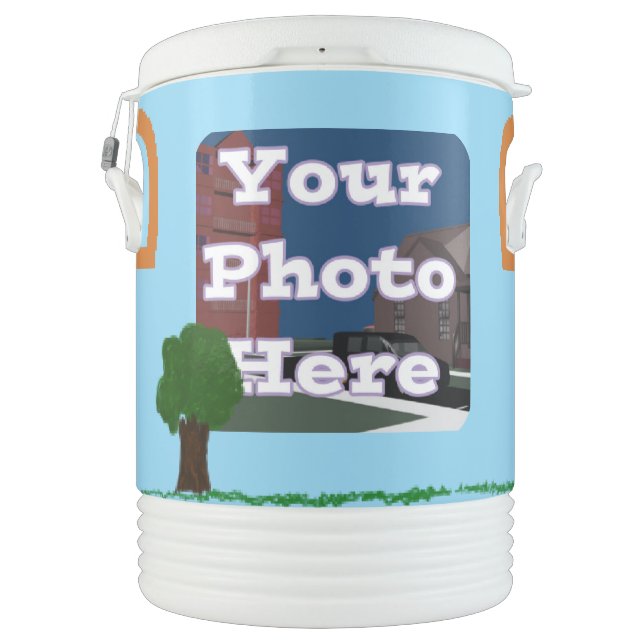 Suburban Cartoon Custom Photo Beverage Cooler (Back)