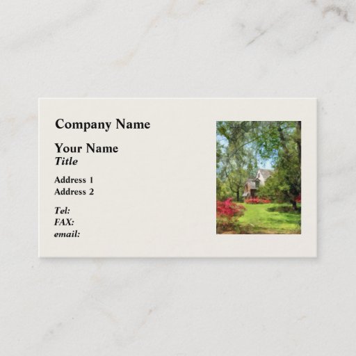 Customizable Suburban House With Azaleas Business Cards