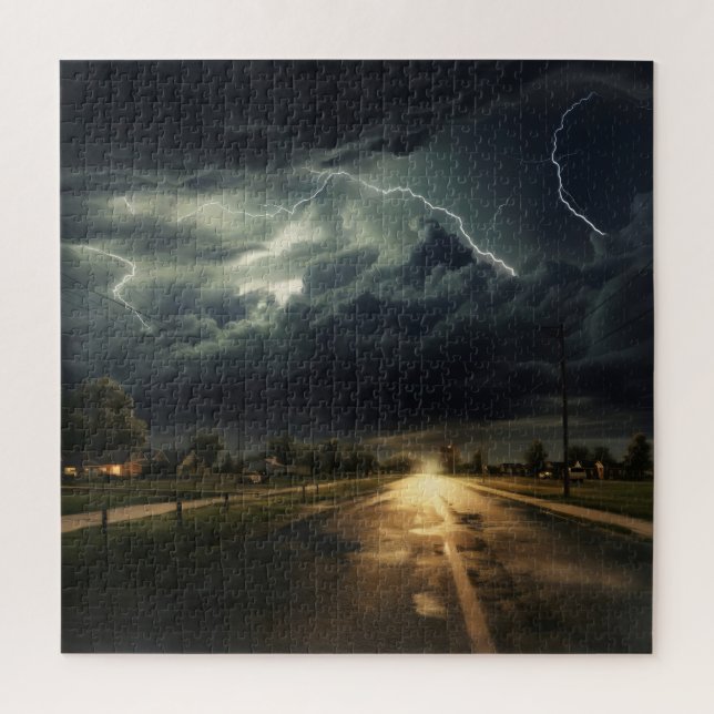 Suburbs Thunderstorm Jigsaw Puzzle (Vertical)