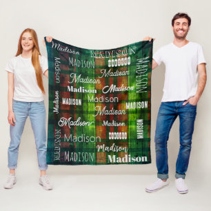 Subway Art any text tartan green baffalo plaid  Fleece Blanket