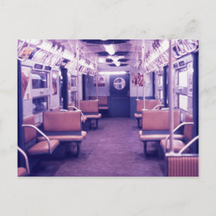 Subway Car Interior, New York City Vintage Postcard