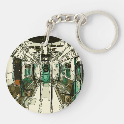 Subway Car Within the Metal Keychain