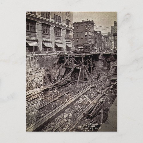 Subway Excavation Seventh Ave and 24_25th NYC Postcard