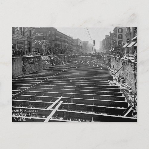 Subway Excavation Seventh Ave New York City 1913 Postcard