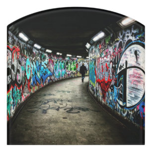 Subway graffiti art door sign