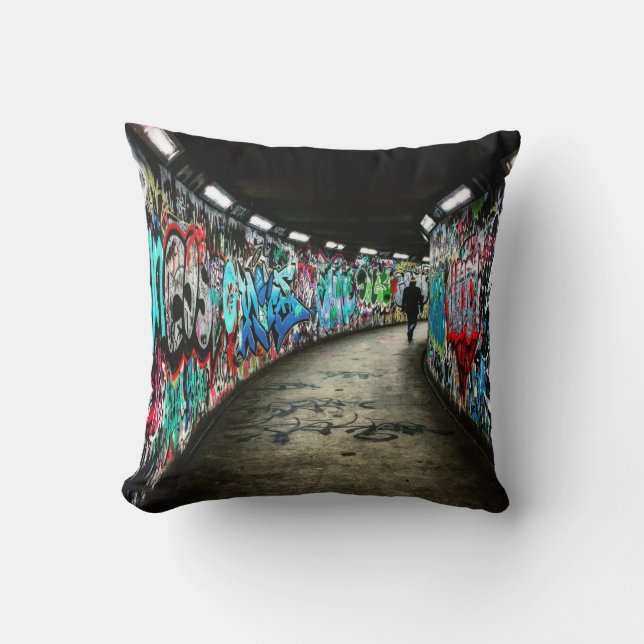 Subway graffiti art throw pillow (Front)