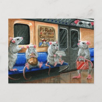 Subway Rats Postcard by KMCoriginals at Zazzle