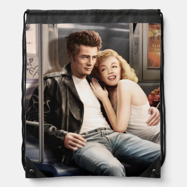 Subway Riders Drawstring Bag (Front)