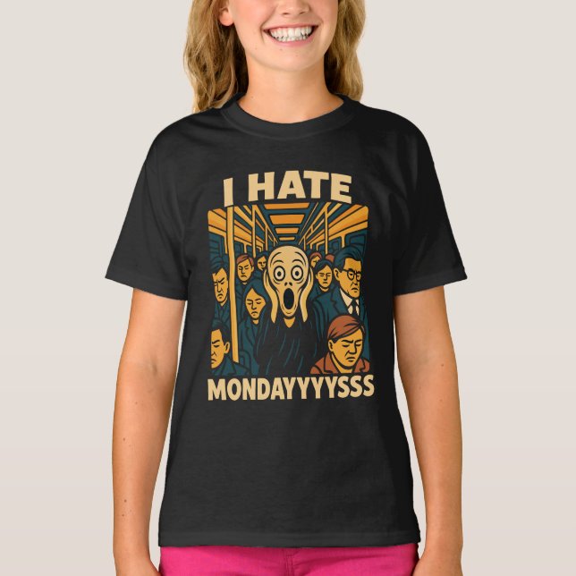 Subway Rush Hour Scream Hate Mondays T-Shirt (Front)