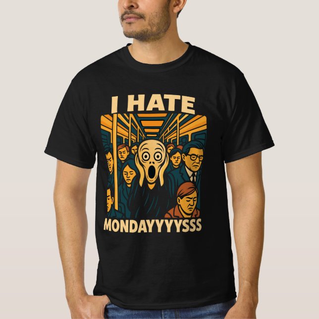 Subway Rush Hour Scream Hate Mondays T-Shirt (Front)