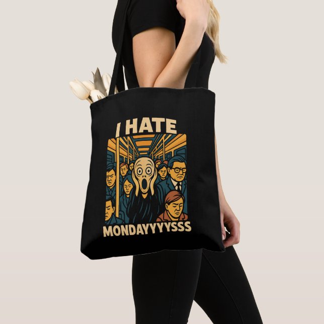 Subway Rush Hour Scream Hate Mondays Tote Bag (Close Up)