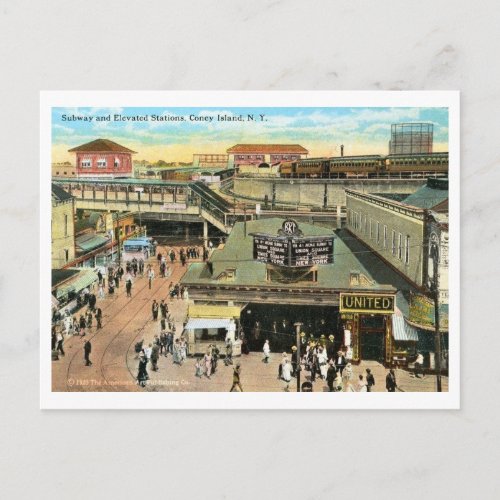 Subway Station Coney Island Brooklyn Vintage Postcard