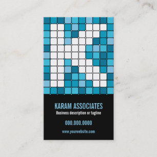 Subway Tile Cerulean Monogram K Business Card