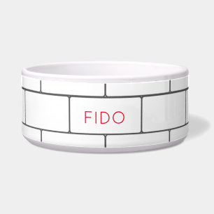 Subway Tile Modern PET NAME Architectural Designer Bowl