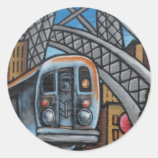 Subway train urban graffiti art classic round sticker