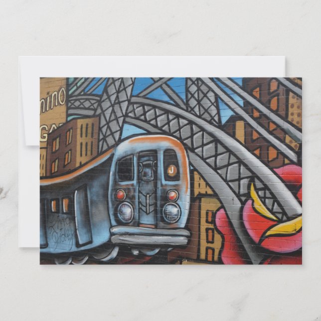 Subway train urban graffiti art invitation (Front)