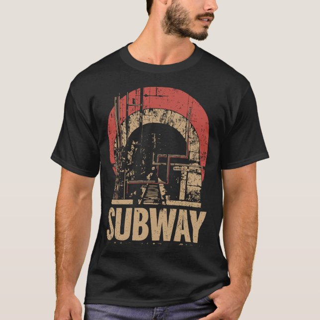 SUBWAY Urban Transport Tunnel Poster | Retro T-Shirt (Front)
