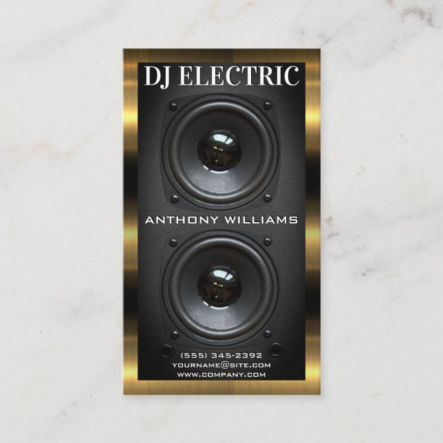 Subwoofer Speaker Box | Gold Metallic Trim Business Card (Front)
