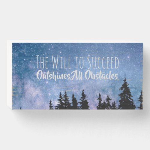 Succeeding  Inspirational Motivational Quote Stars Wooden Box Sign