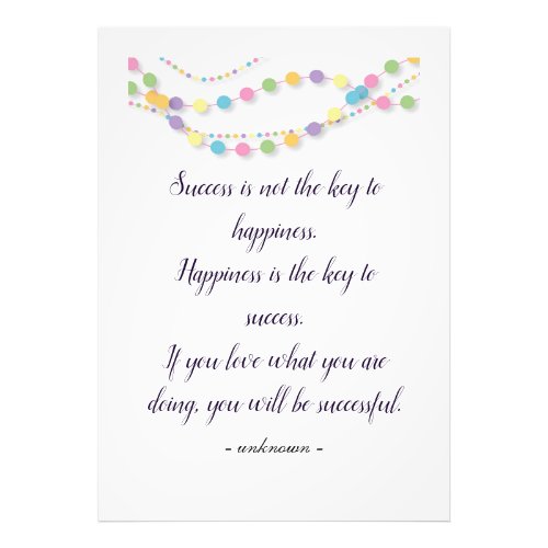 Success And Happiness Custom Motivational Quotes  Photo Print