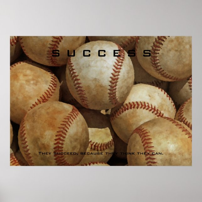 Success Baseball Artwork Motivational Inspire Poster (Front)