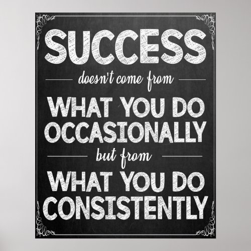 Success Black and White Classroom Poster