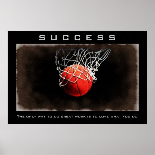 Success Close_up Basketball Artwork Motivational Poster