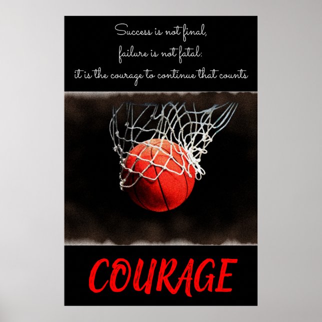 Success Courage Basketball Inspirational Poster (Front)