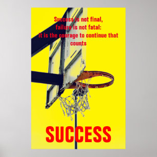 Success Courage Basketball Inspirational Poster