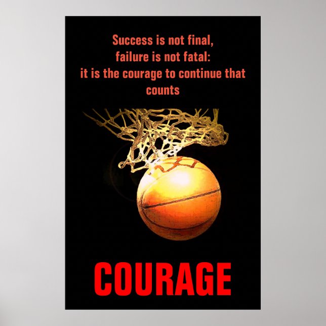 Success Courage Basketball Inspirational Poster (Front)