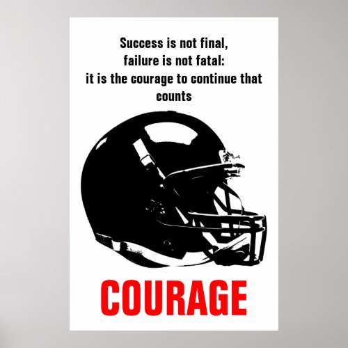 Success Courage Football Inspirational Motivation Poster