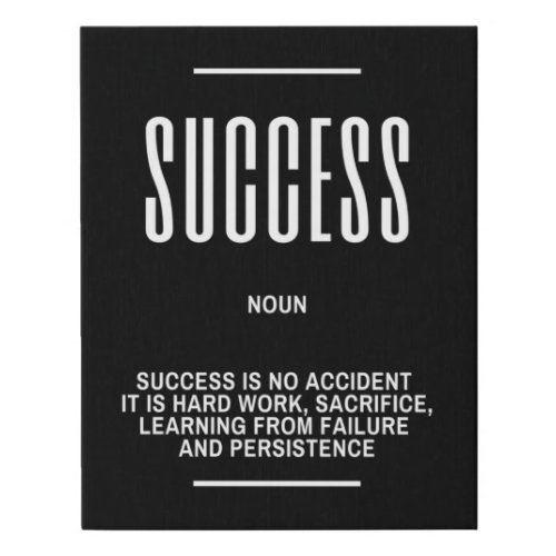 SUCCESS Definition Quote Faux Canvas Print