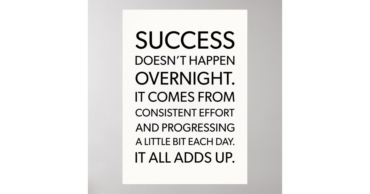 Success Does Not Happen Overnight Poster | Zazzle