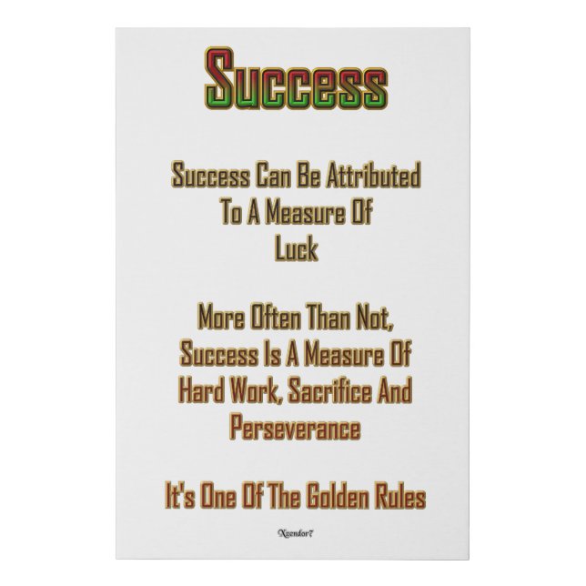 Success Faux Canvas Print (Front)