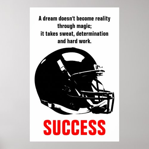 Success Football Motivational Inspirational Art Poster