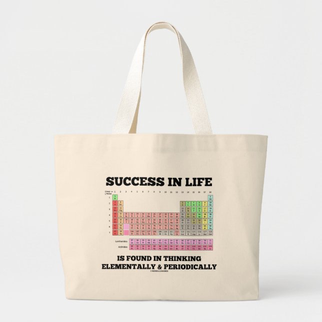 Success In Life Is Found In Thinking Elementally Large Tote Bag (Front)